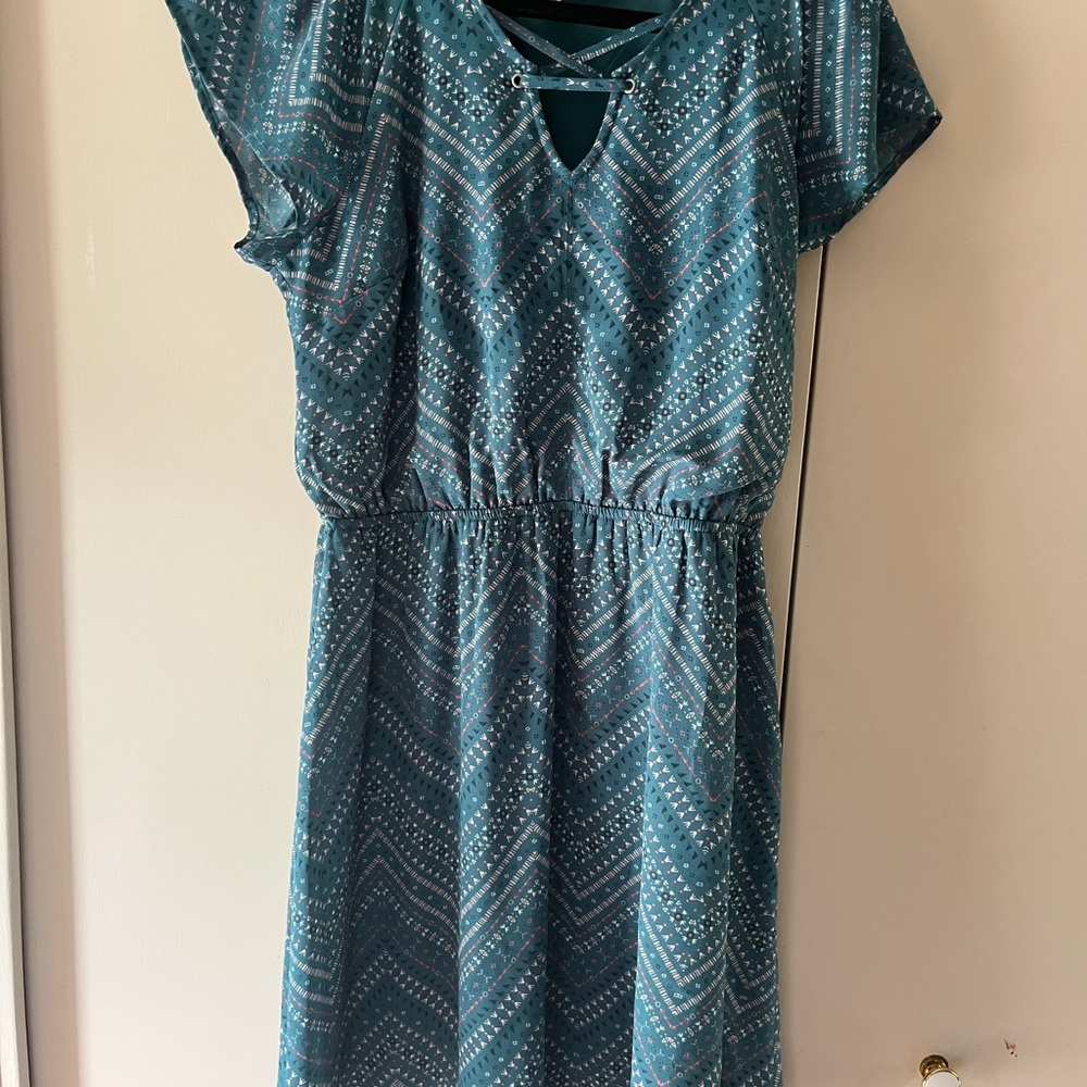Maurices Green and Blue Dolman Sleeve V-neck Sundress
